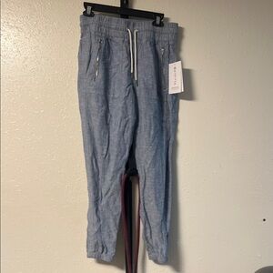 Light Blue Jogger Pants with Zipper Pockets